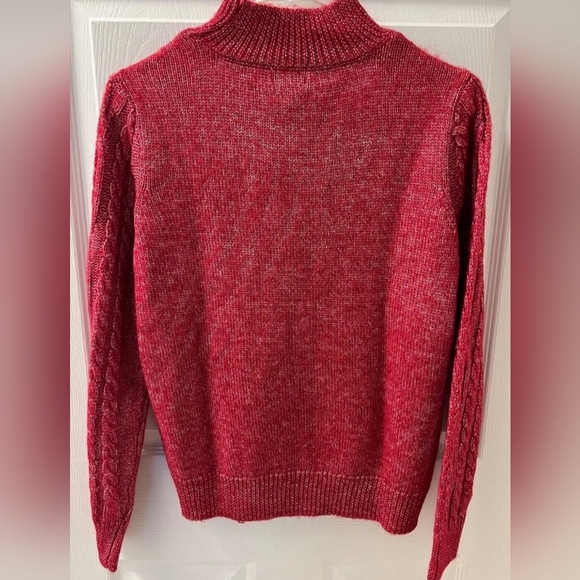 Olivia Sky Cutout Metallic Cable Knit Pullover Sweater Red Women's Sz Large NWT. - Picture 3 of 11